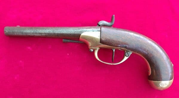 A scarce French Military Officer's percussion Pistol originally made as a flintlock. Ref 3172